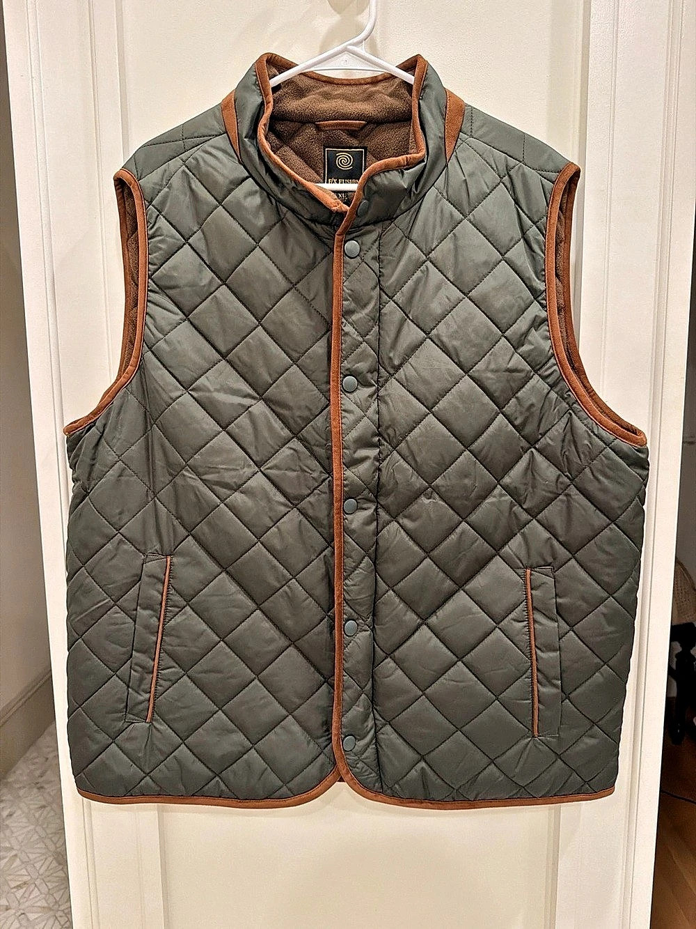 F/X Fusion Quilted Vest in Green & Brown XL New with tags